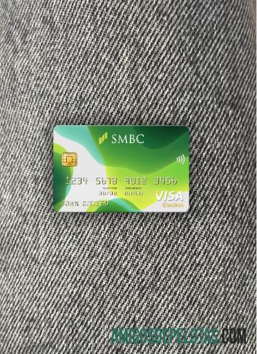 Japão Sumitomo Mitsui Banking Corporation (SMBC) Banco Visa Electron Cartão Photolook Front amostra